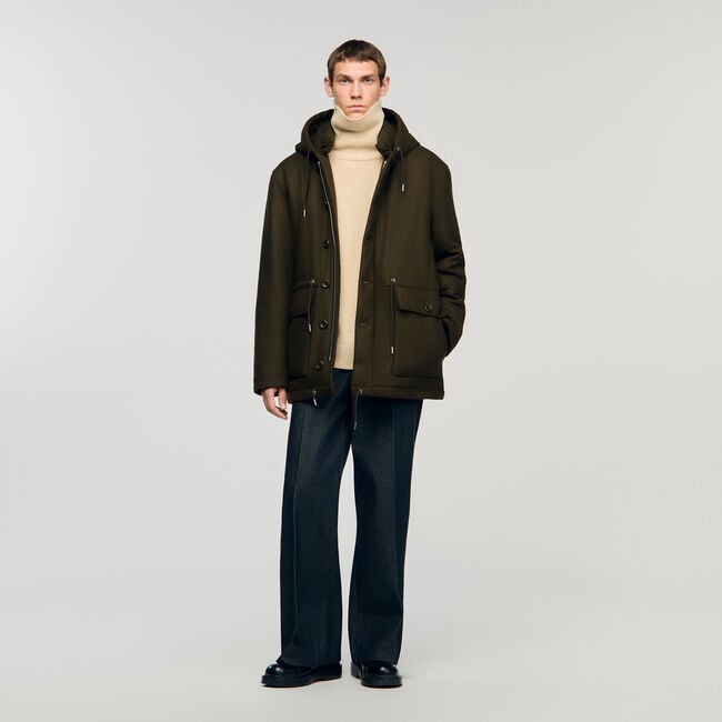 Parka in lana con cappuccio
