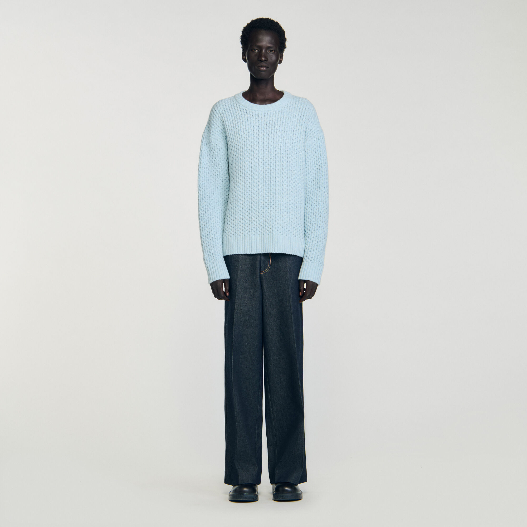 Maglione in lana punto nido d'ape