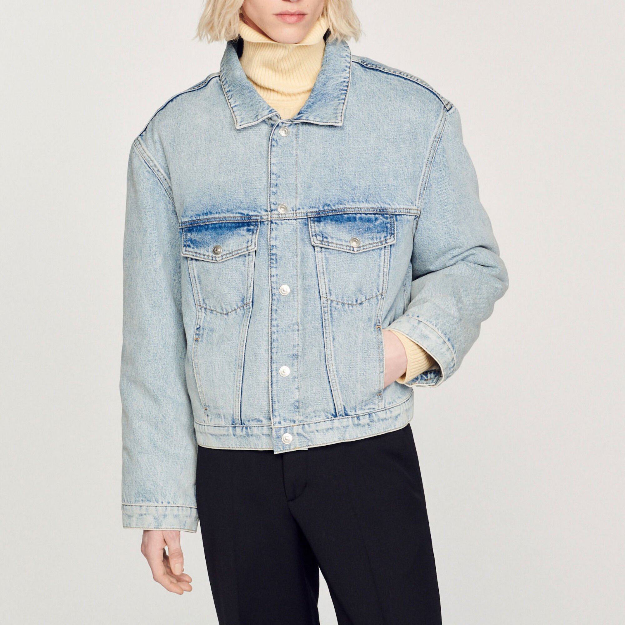 Giubbotto in denim felpato