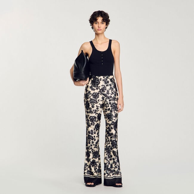Pantaloni con stampa a fiori