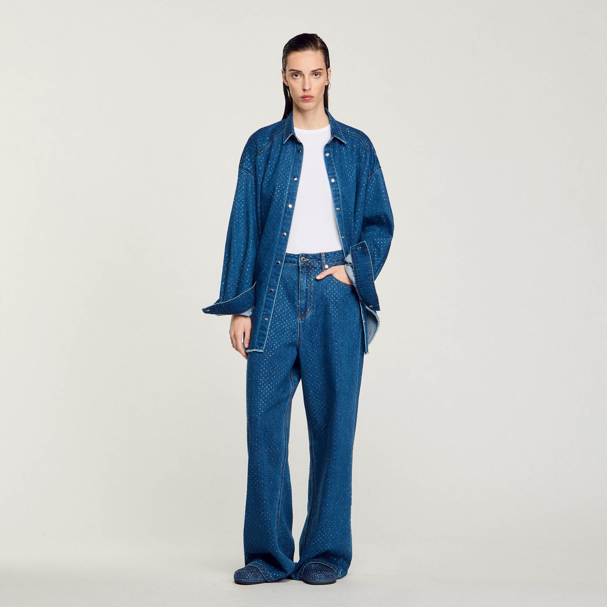 Jeans larghi glitterati