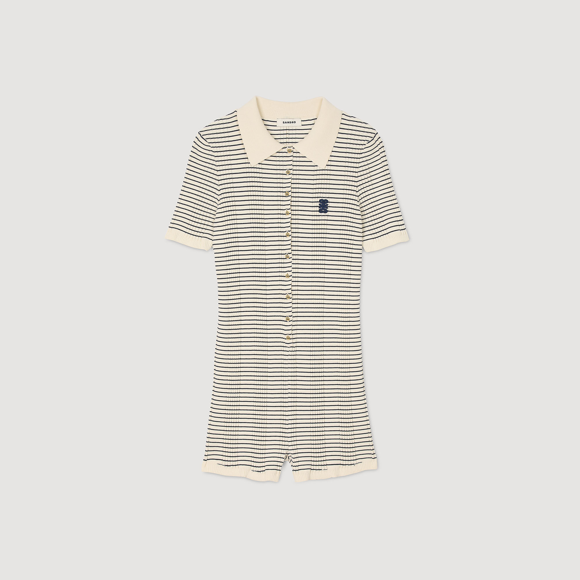Tutina jumpsuit in maglia a righe