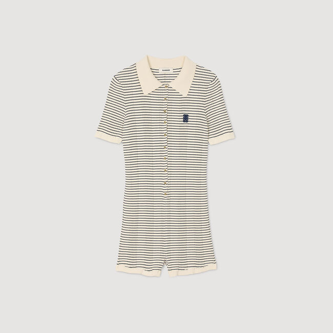 Tutina jumpsuit in maglia a righe