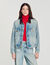 Giubbotto jeans colletto in pelle