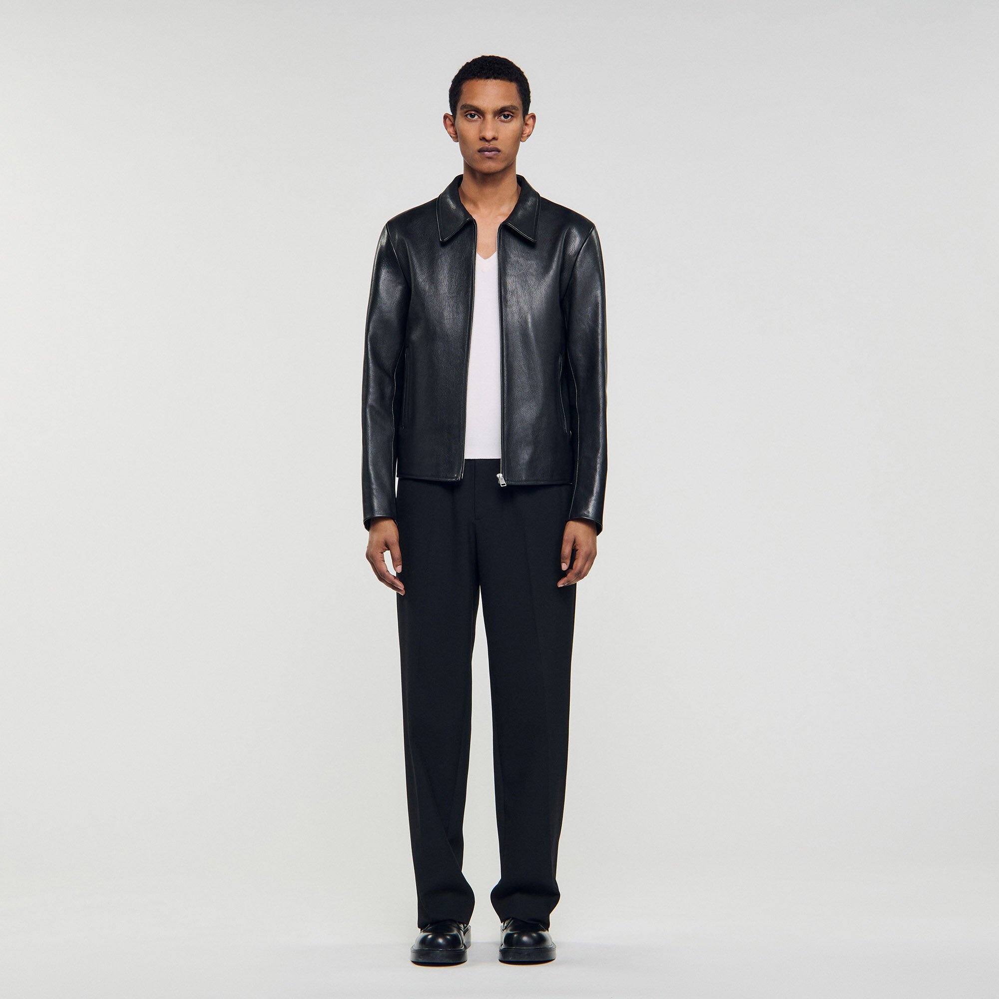 Giubbotto in pelle con zip