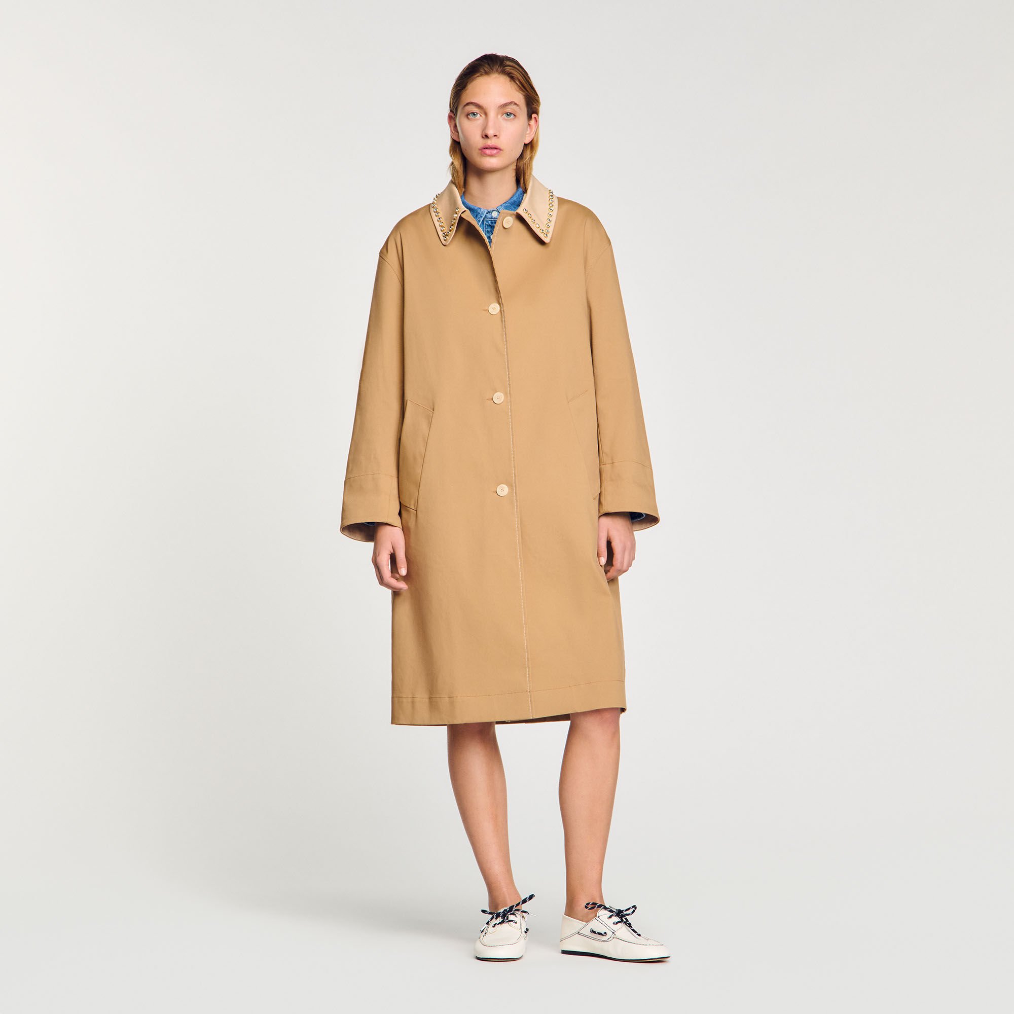 Trench con colletto glitterato