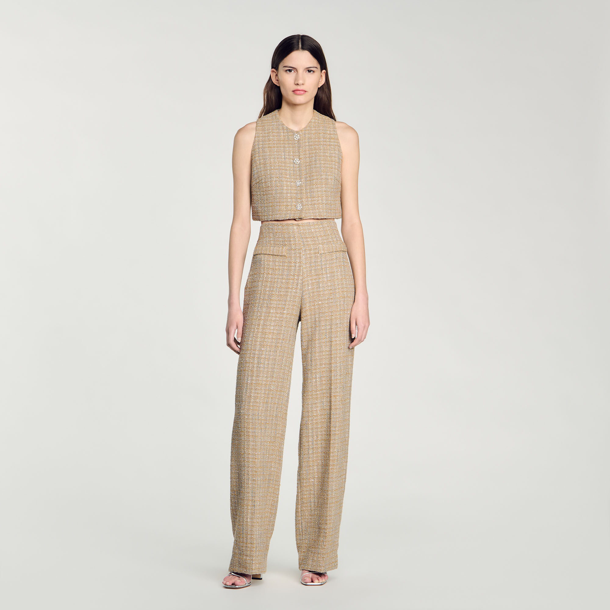 Pantaloni dritti in tweed