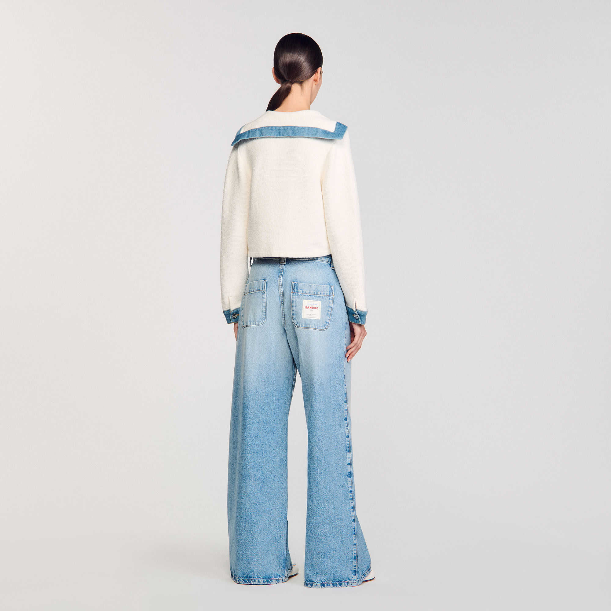 Cardigan con dettagli in denim
