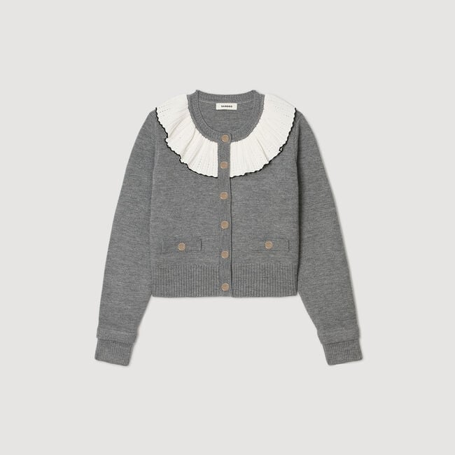 Cardigan con colletto a contrasto