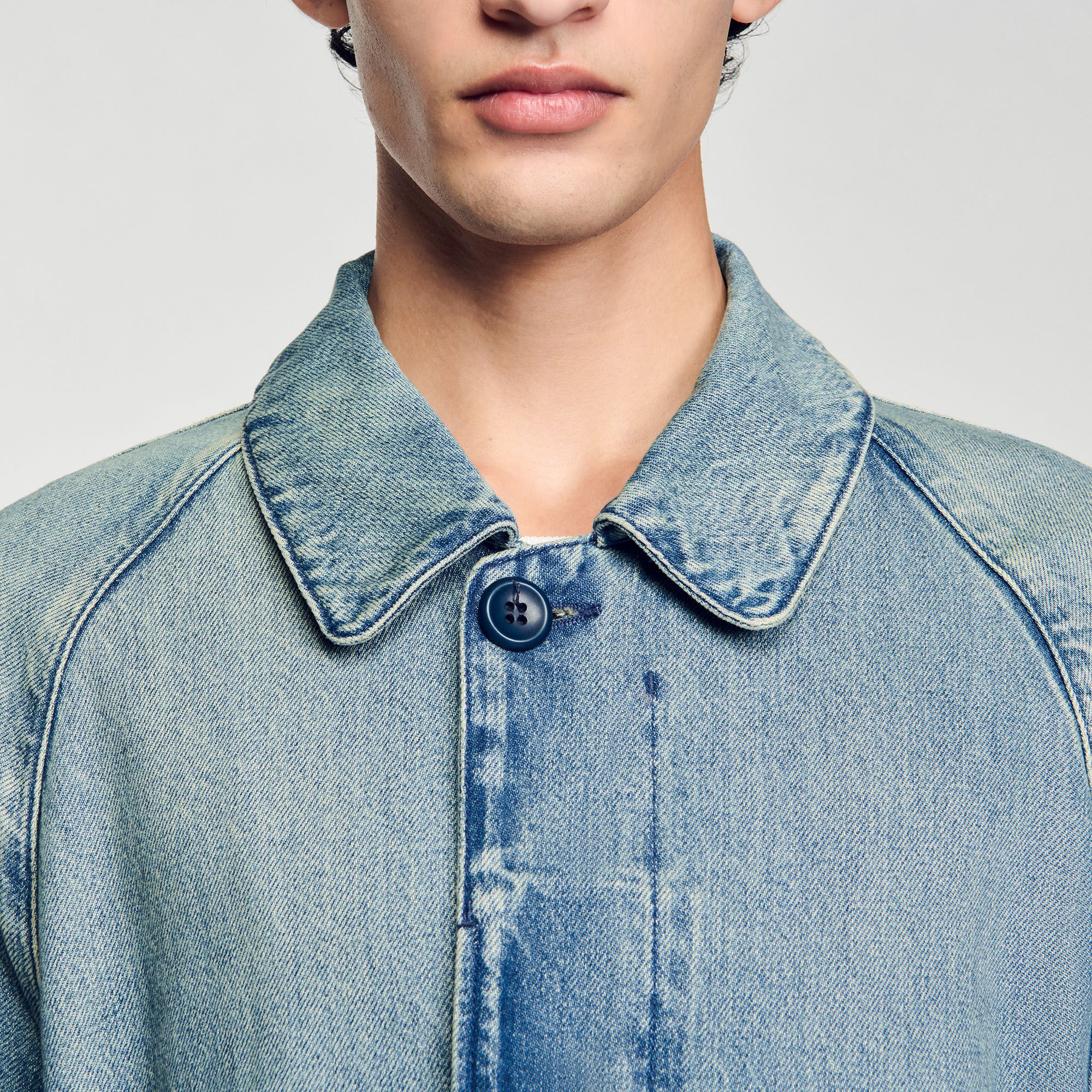 Cappotto lungo in jeans délavé