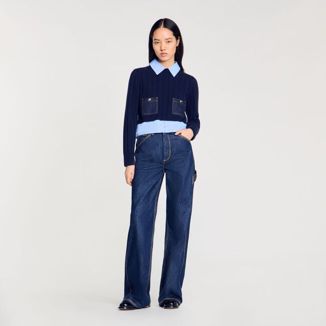 Maglione corto in lana e cashmere