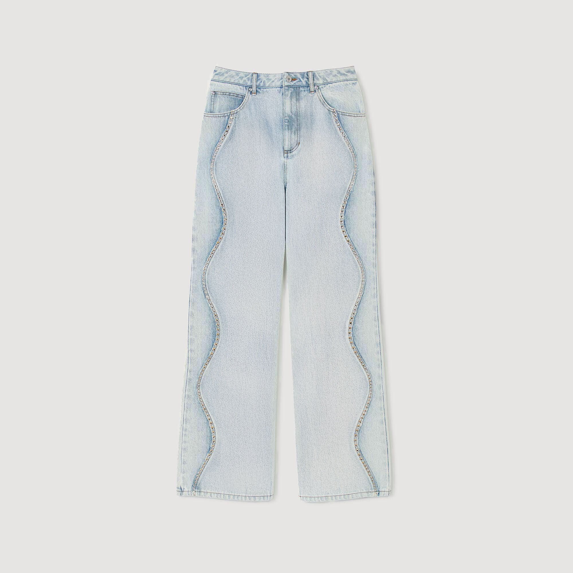 Jeans con fasce glitterate