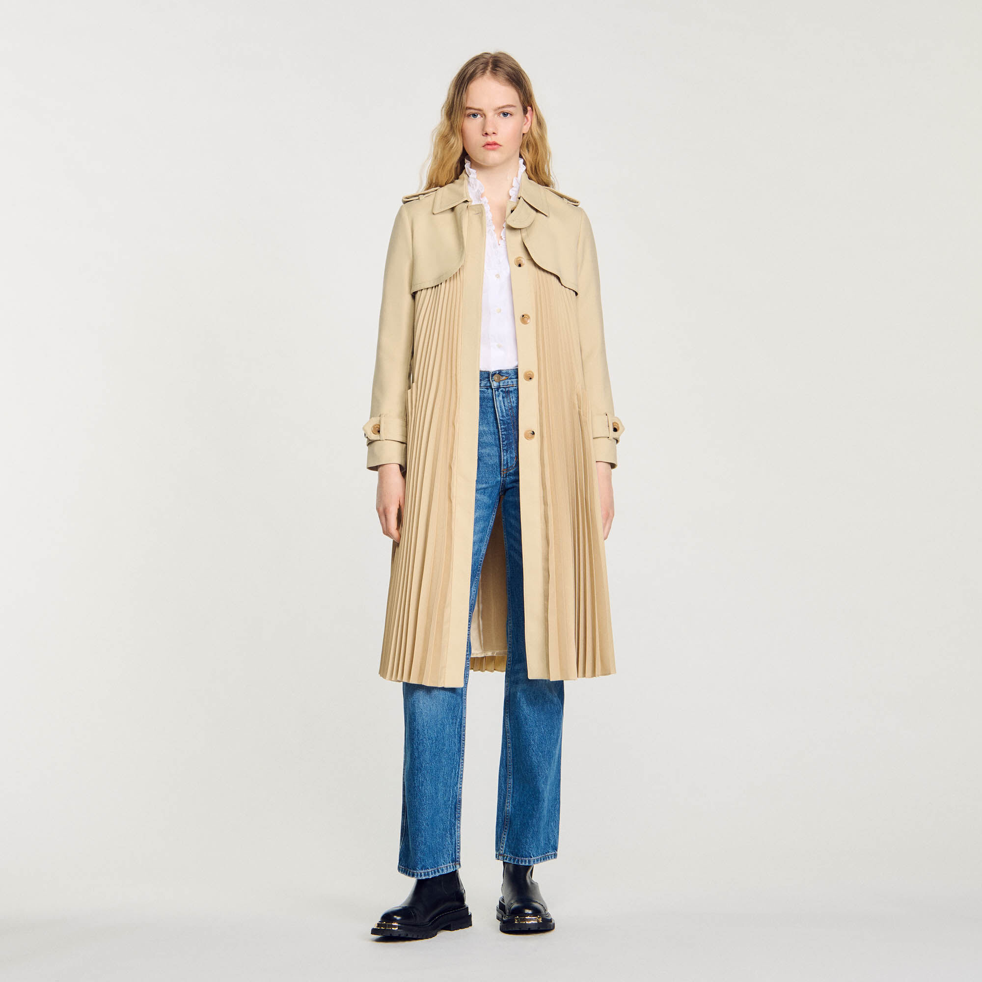 Trench plissettato con cintura
