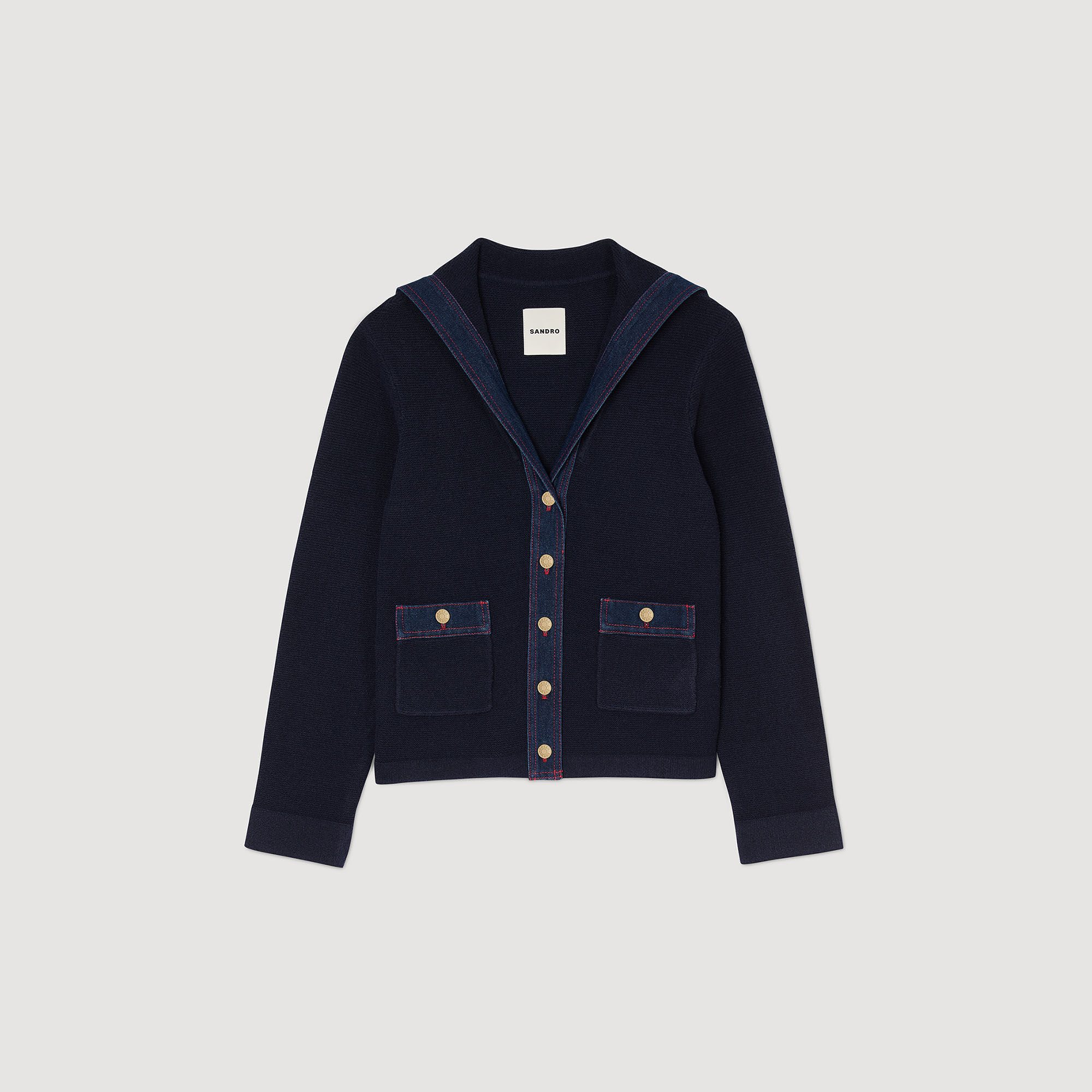 Cardigan con dettagli in denim