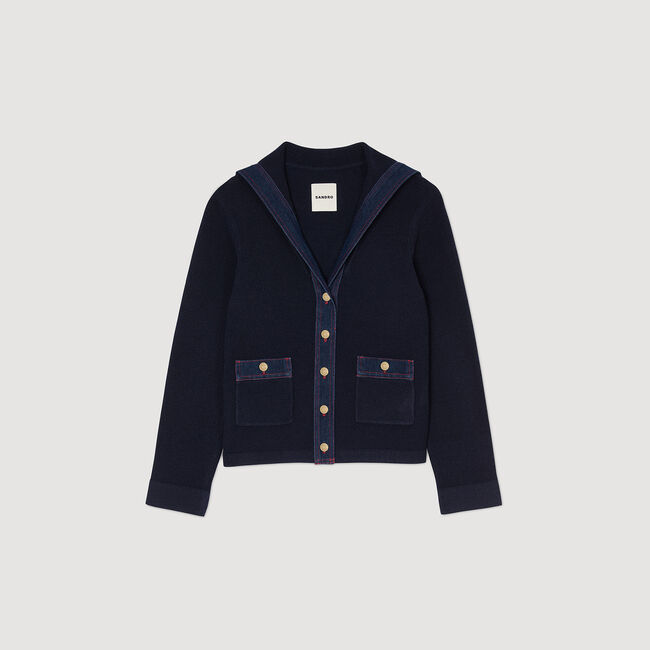 Cardigan con dettagli in denim