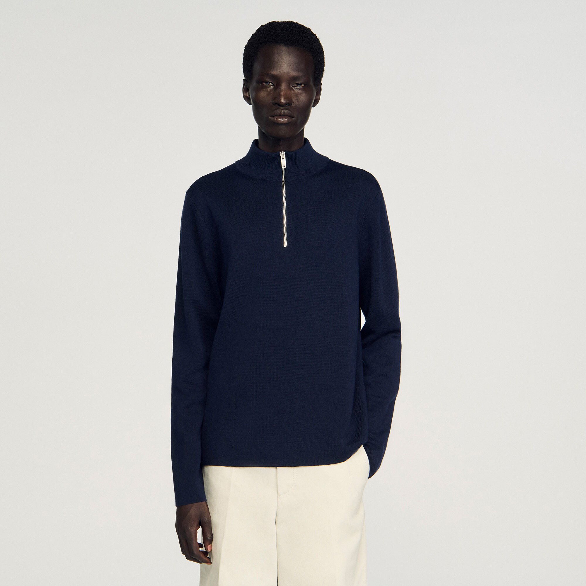 Maglia in lana con collo con zip