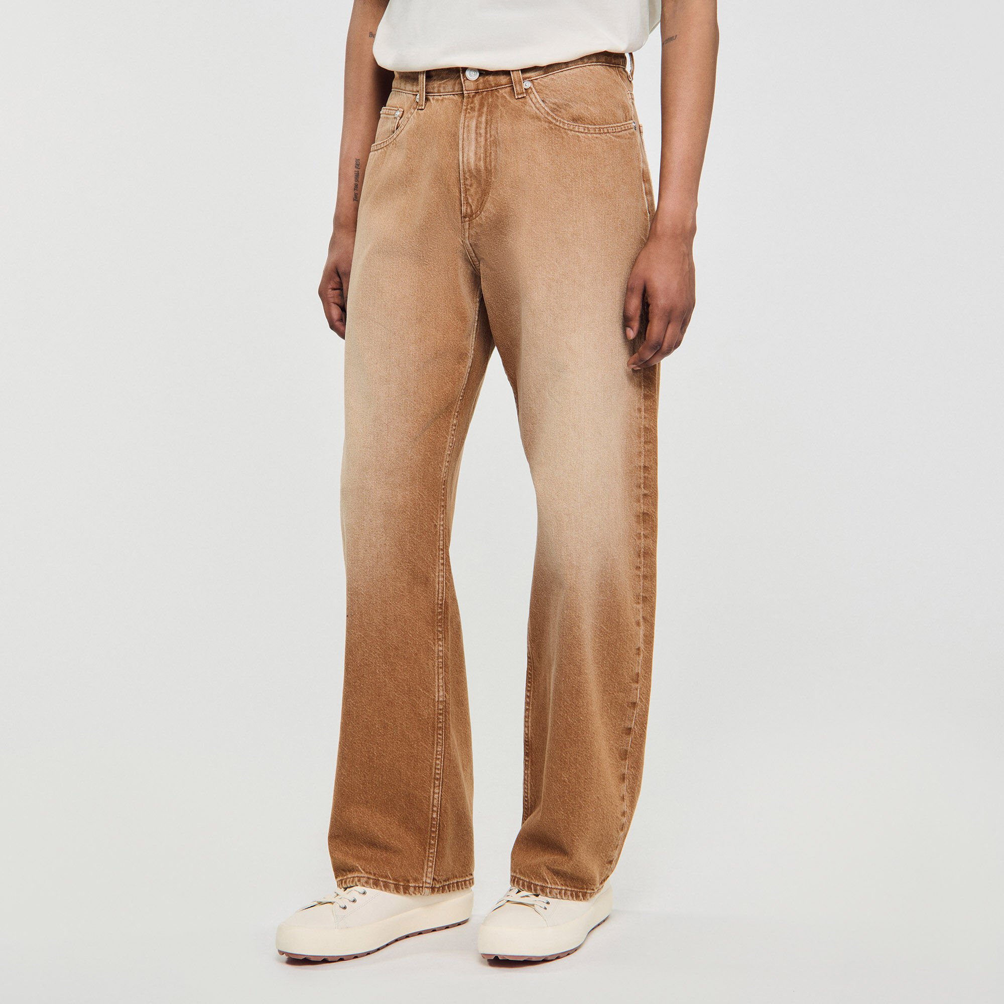 Jeans baggy in cotone délavé