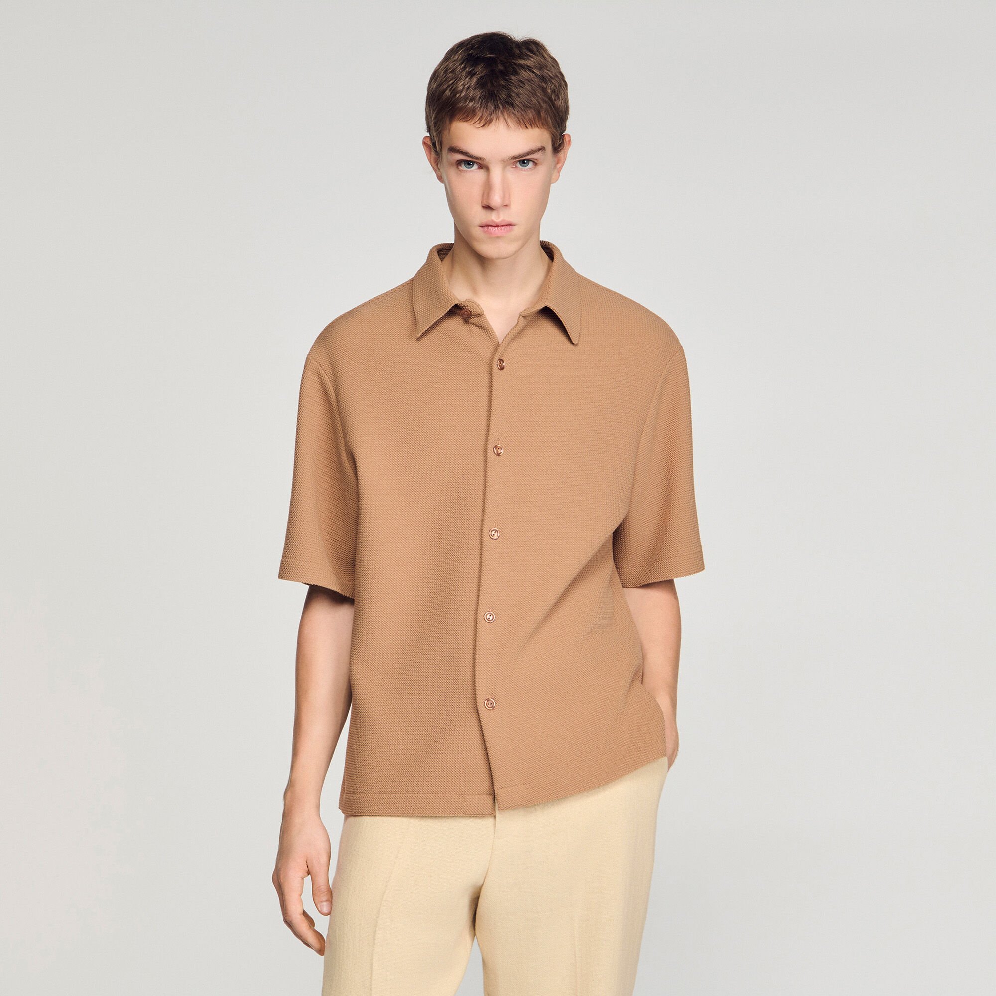 Camicia testurizzata collo aperto