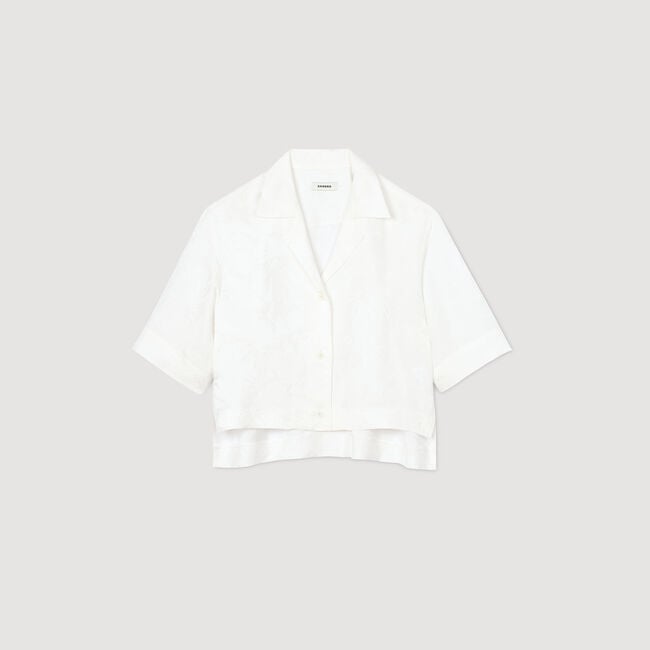Camicia corta con fiorri in jacquard