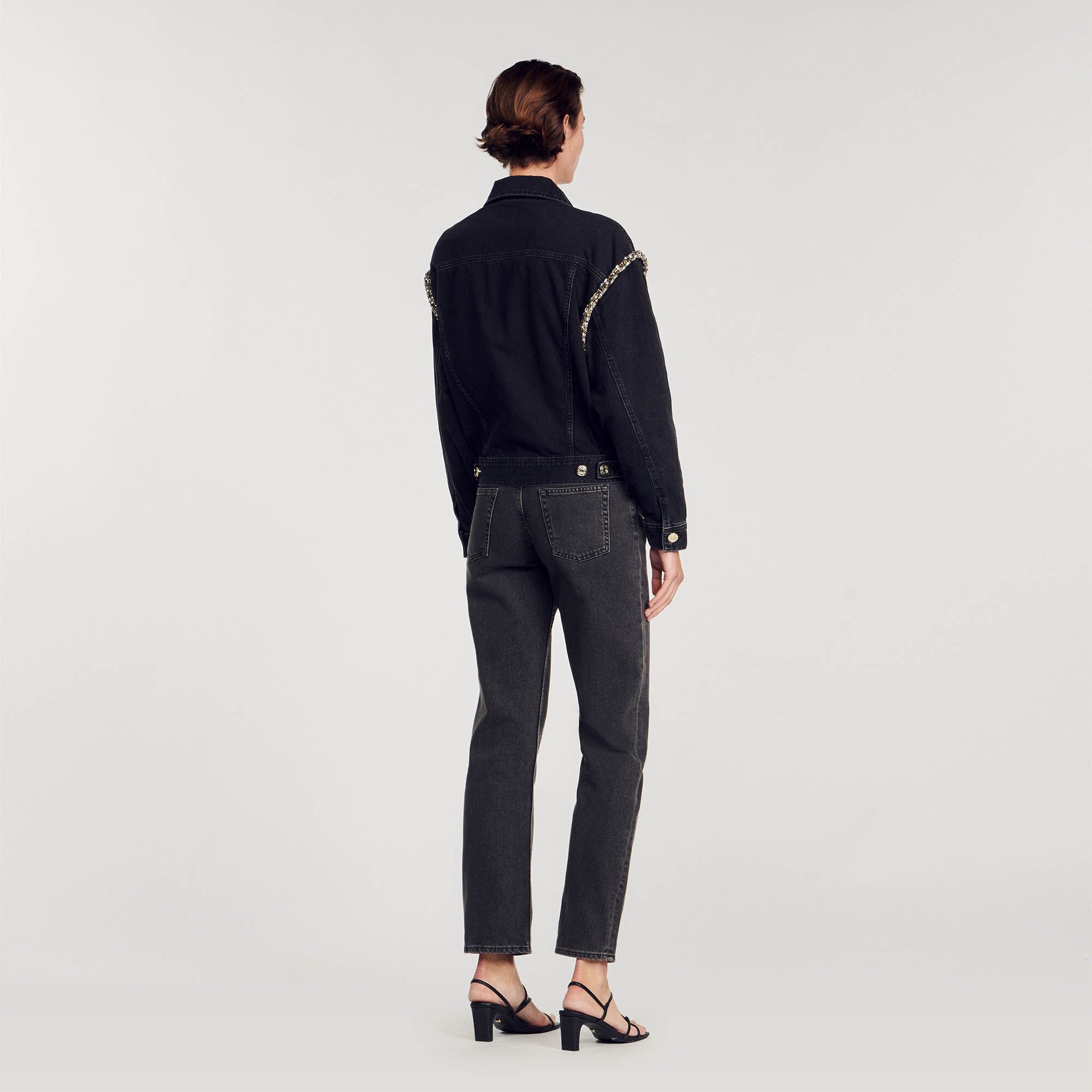Giacca in jeans oversize con strass