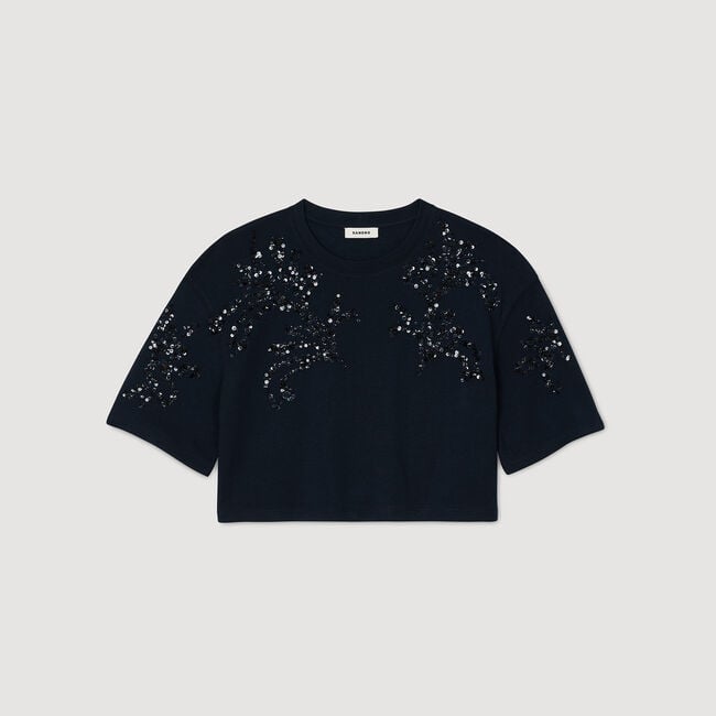 T-shirt con dettagli a perline
