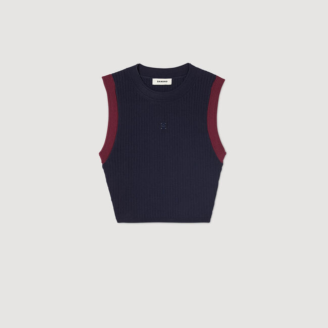 Top in maglia bicolore