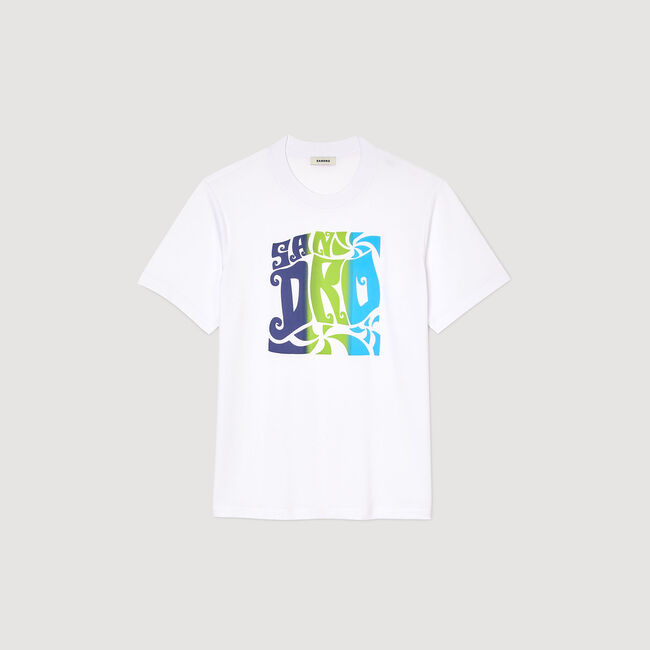 T-shirt in cotone con stampa a onde
