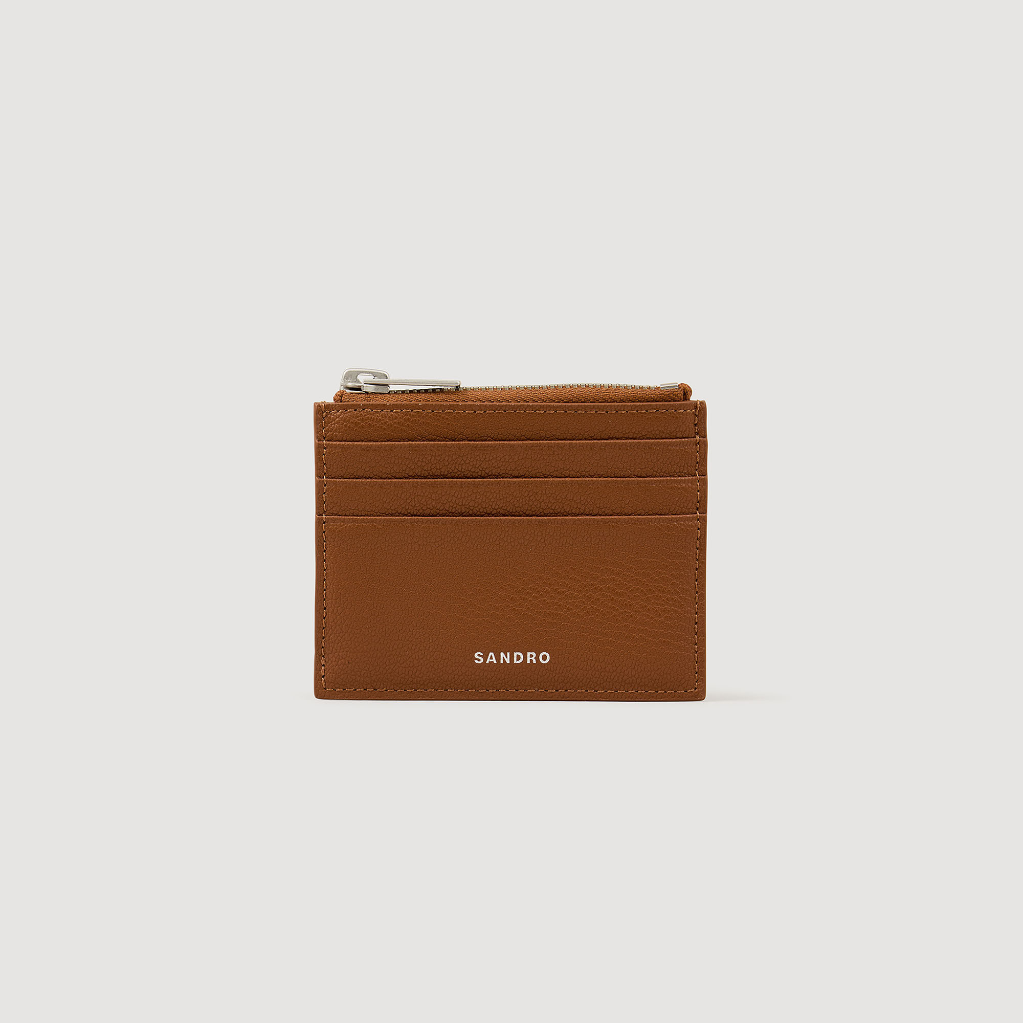 Portacarte zip in pelle martellata