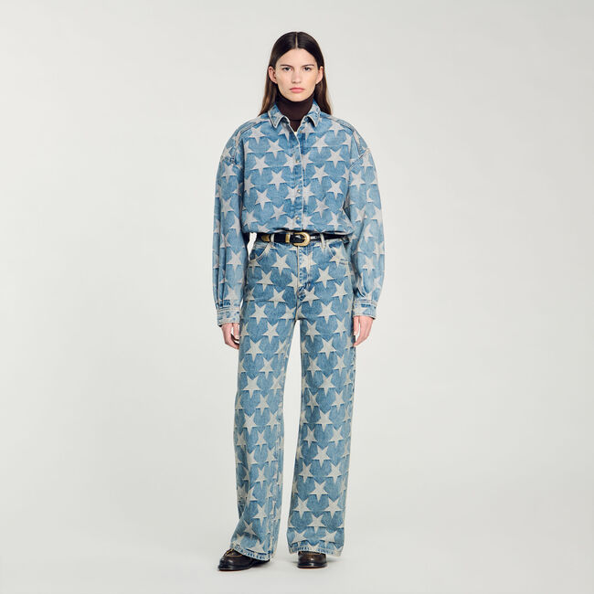 Jeans con stelle in jacquard