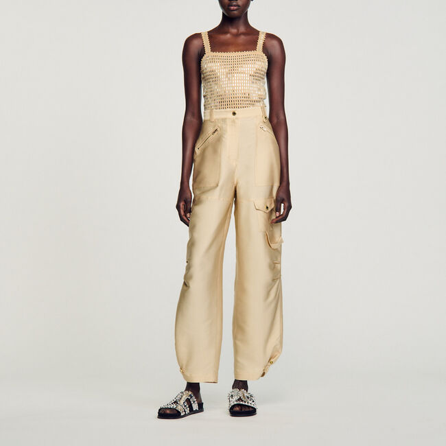 Pantaloni cargo satinati