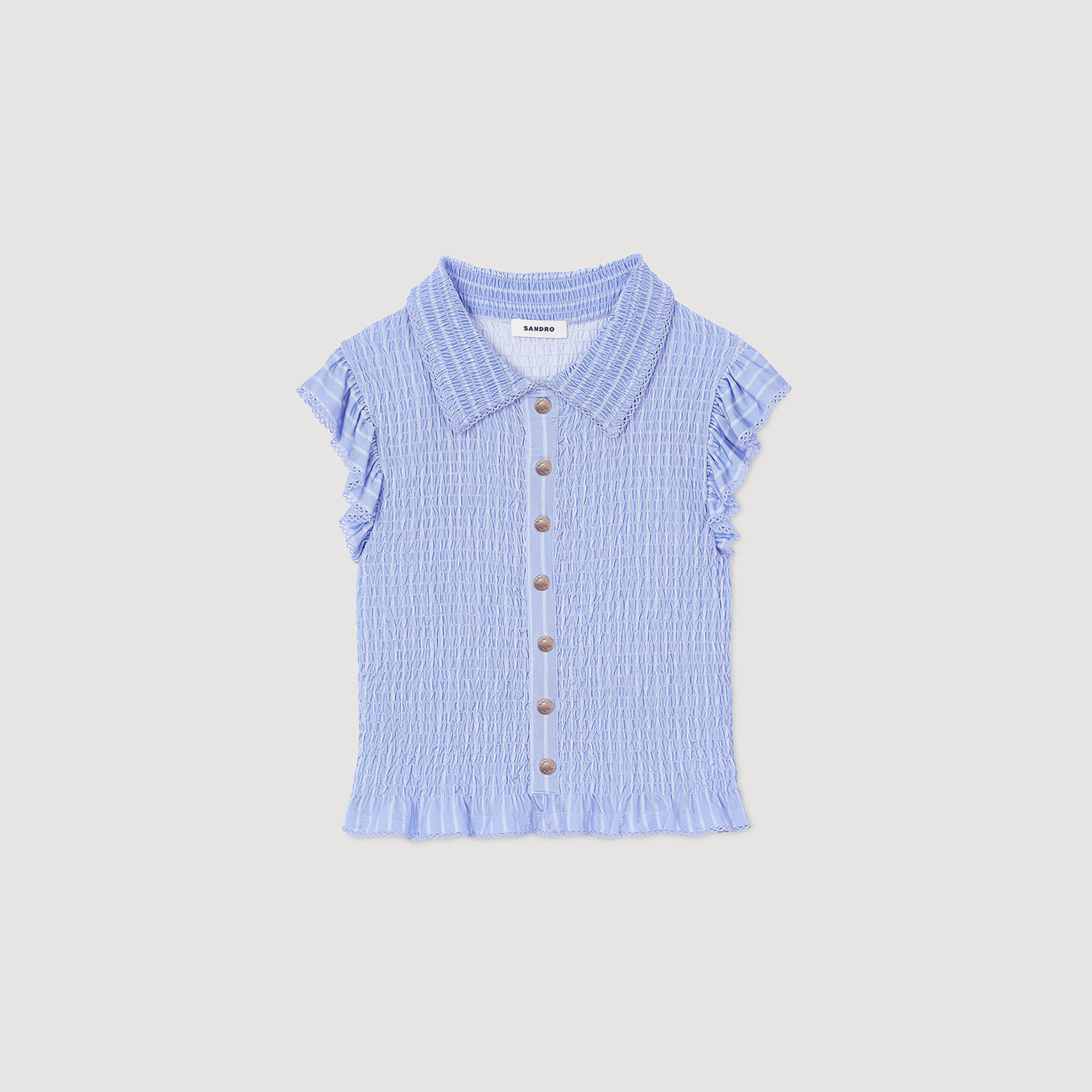T-shirt a righe con punto smock