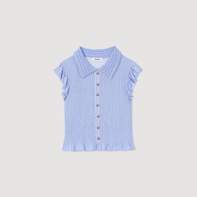 T-shirt a righe con punto smock