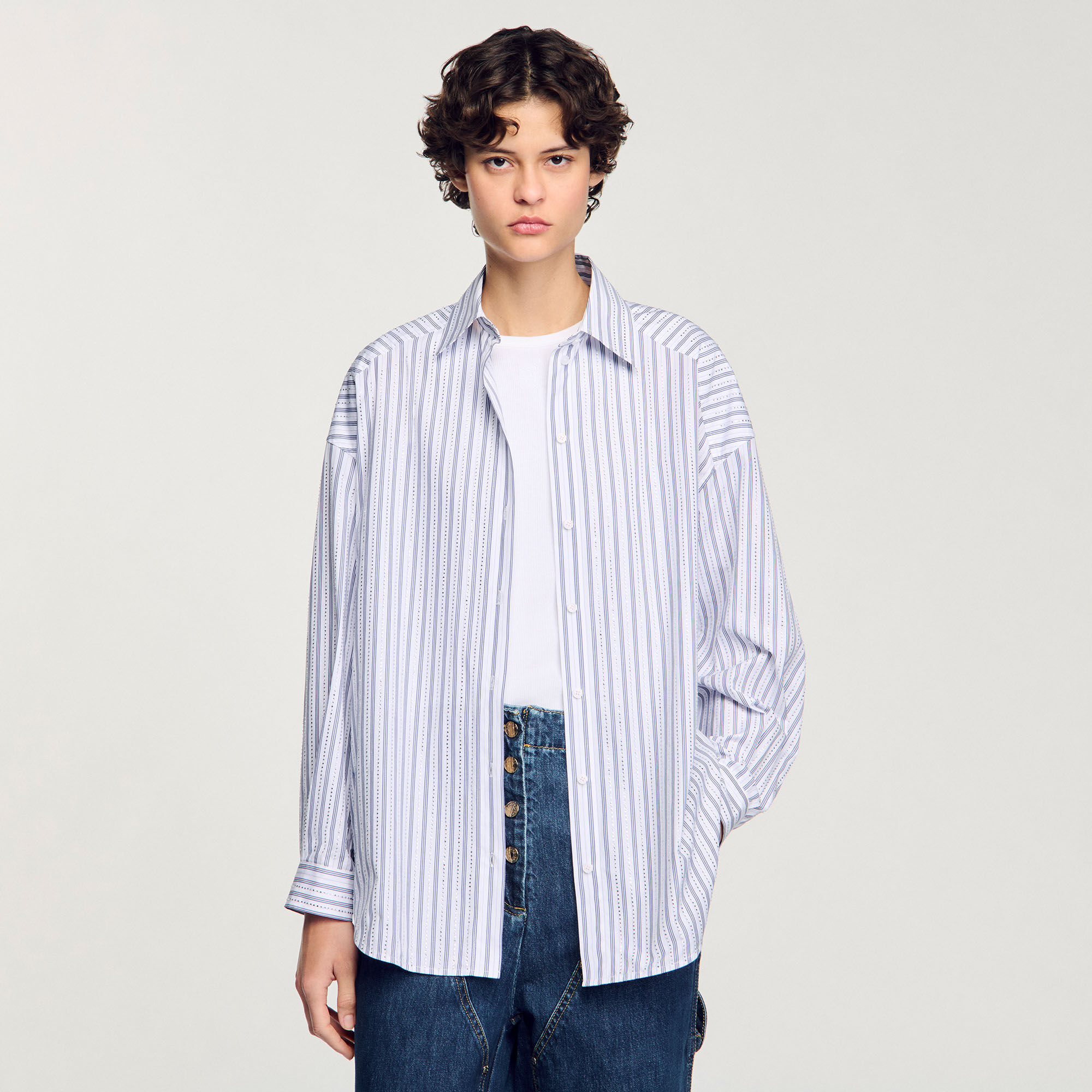 Camicia a righe glitterata