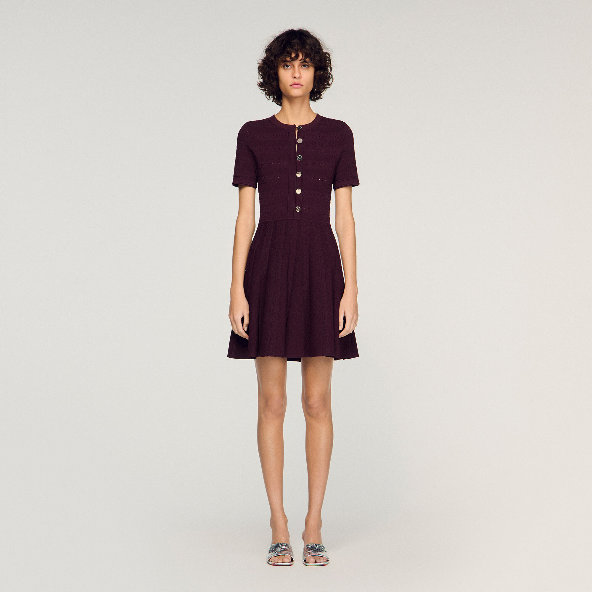 Abito corto in maglia floreale
