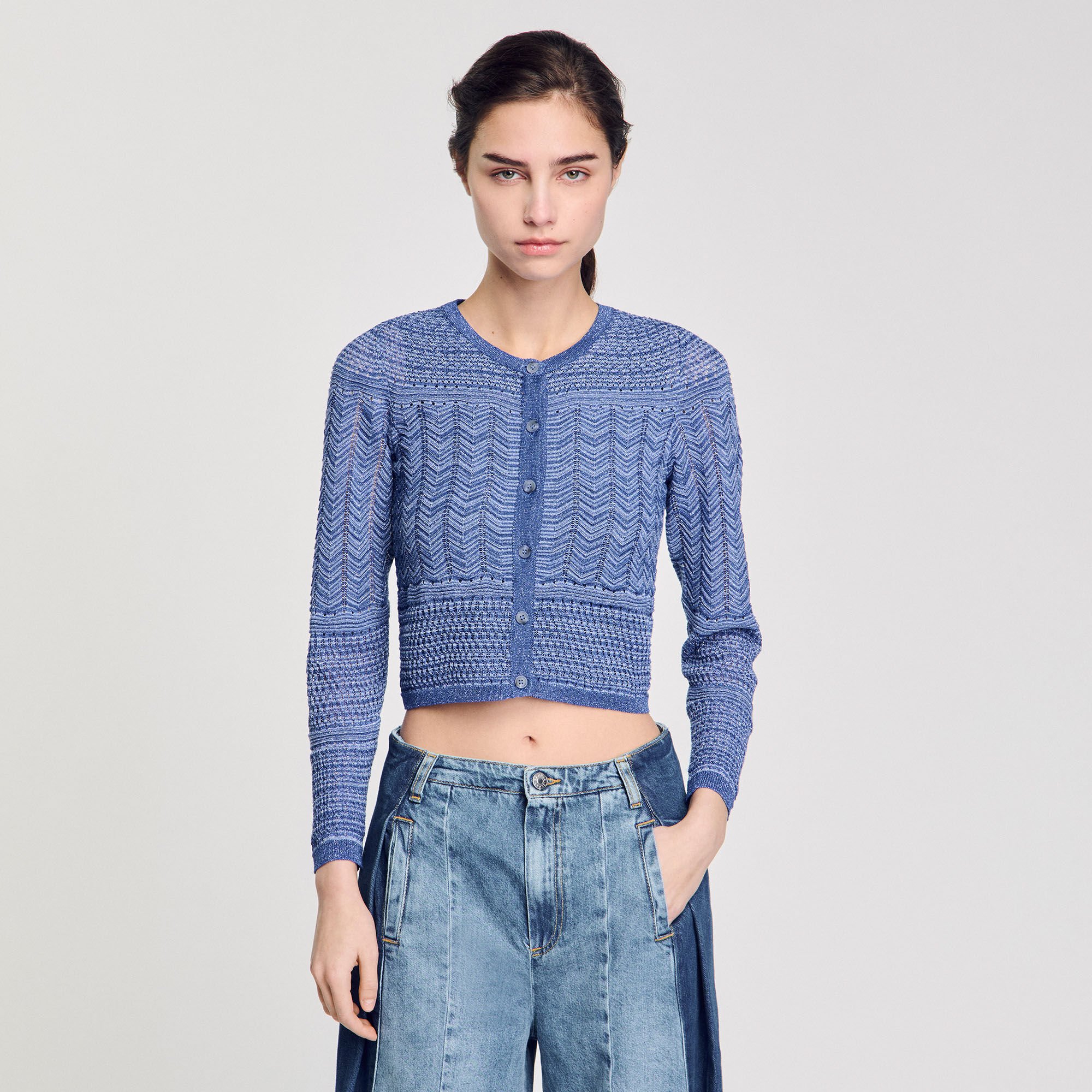 Cardigan in maglia brillante
