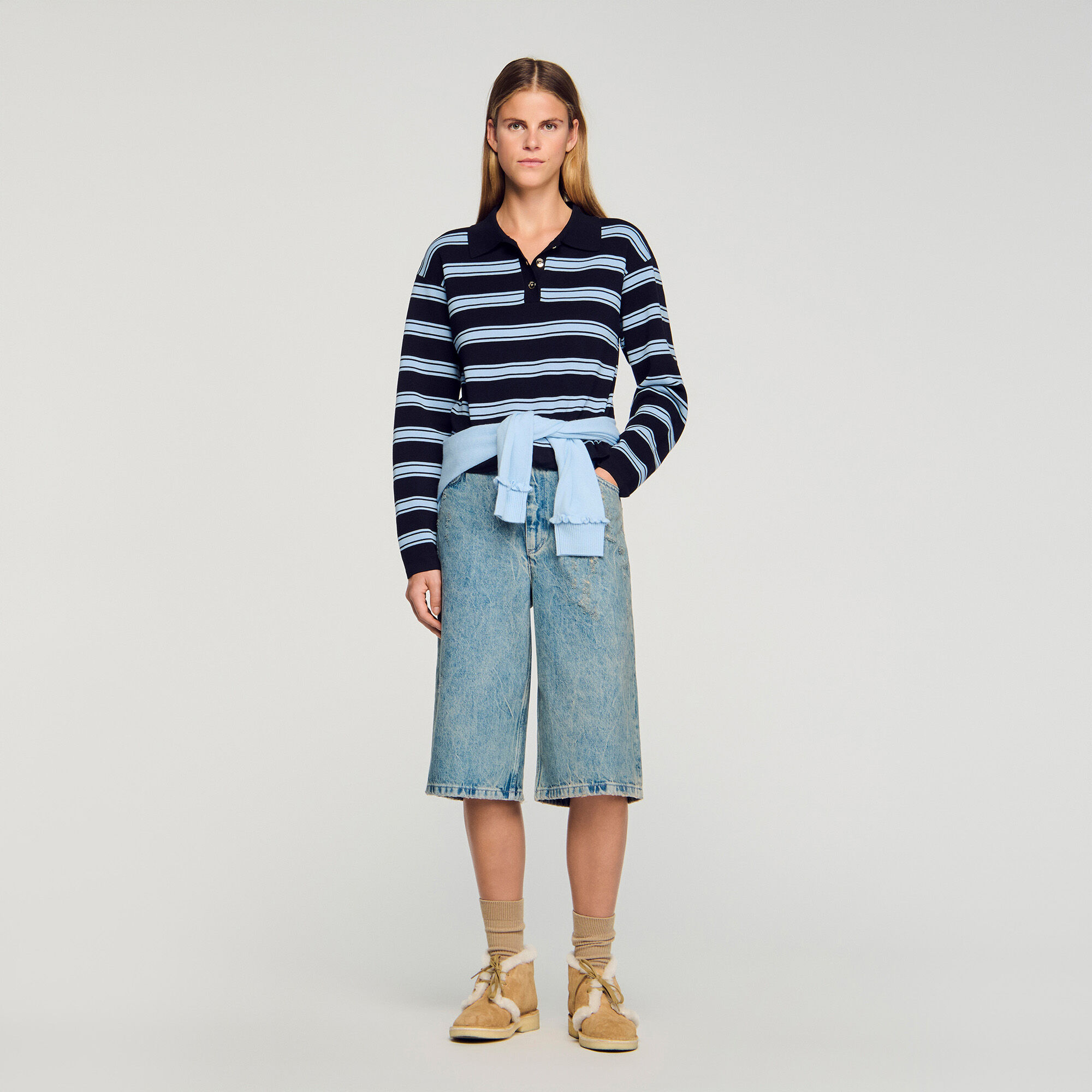 Maglione polo a righe