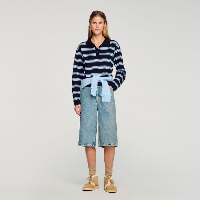 Maglione polo a righe