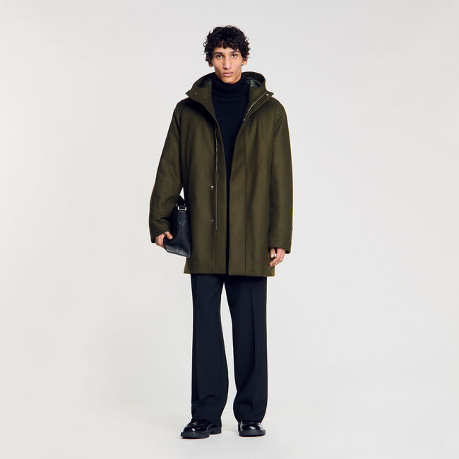 Parka in lana con cappuccio