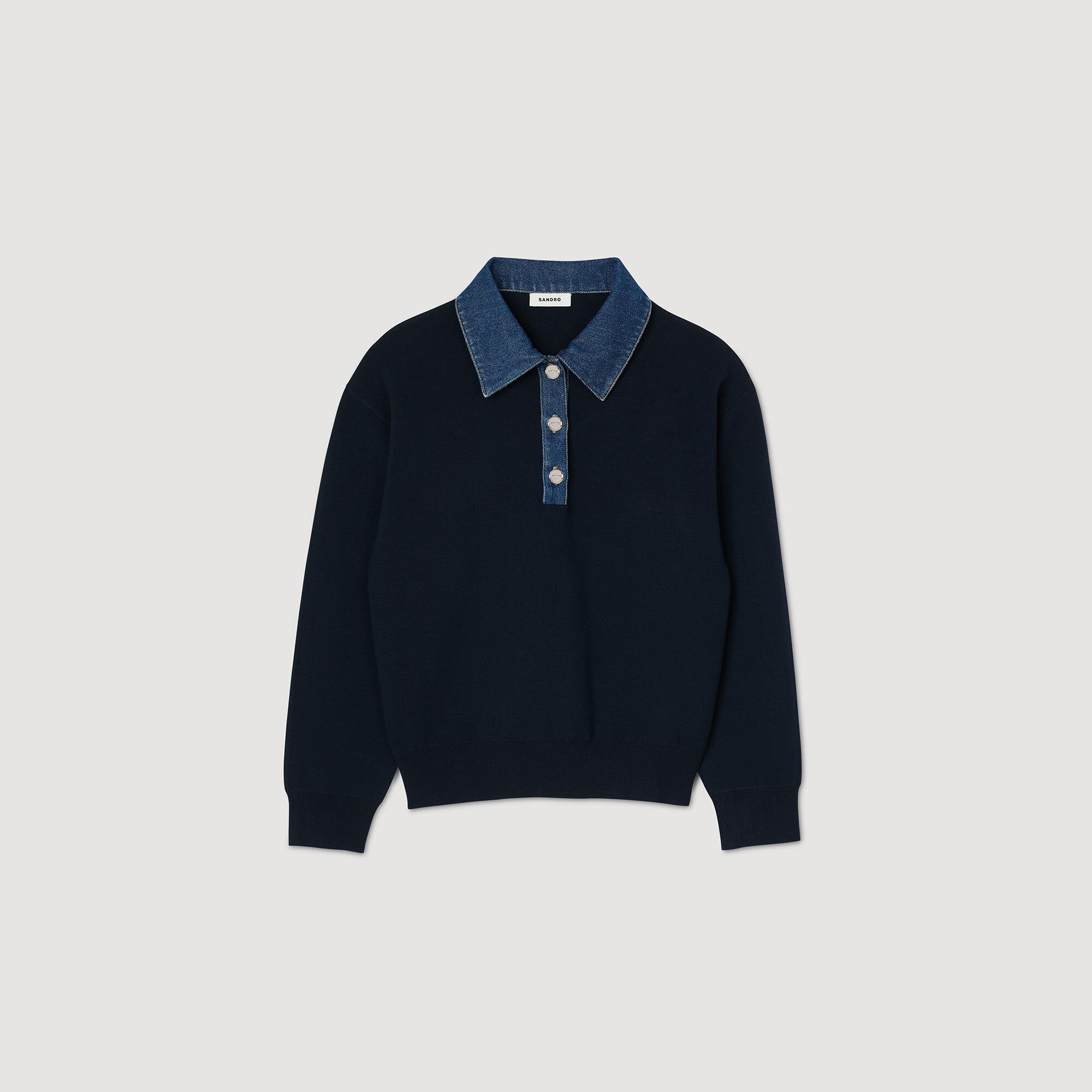 Maglione con colletto in jeans