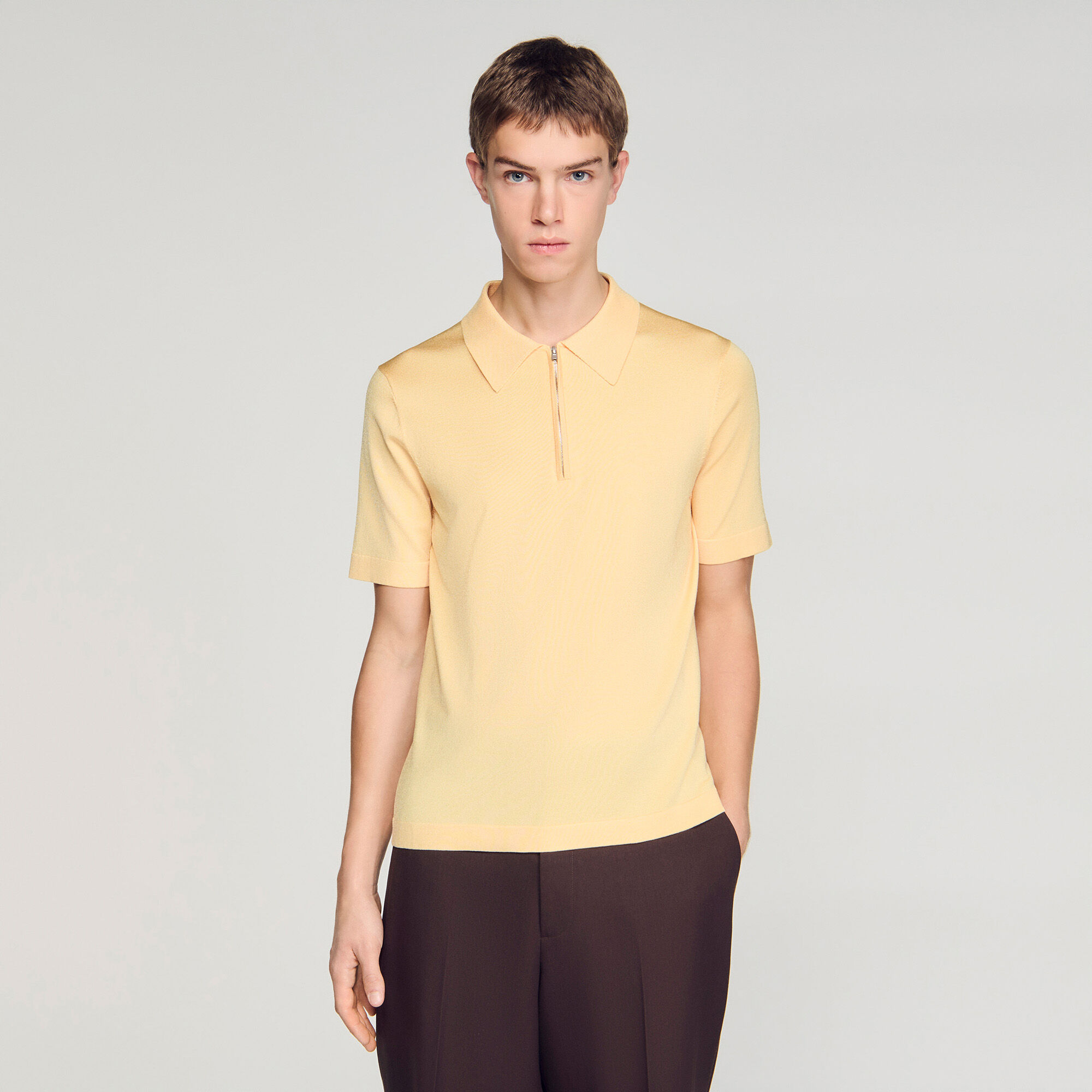 Polo in maglia con colletto con zip