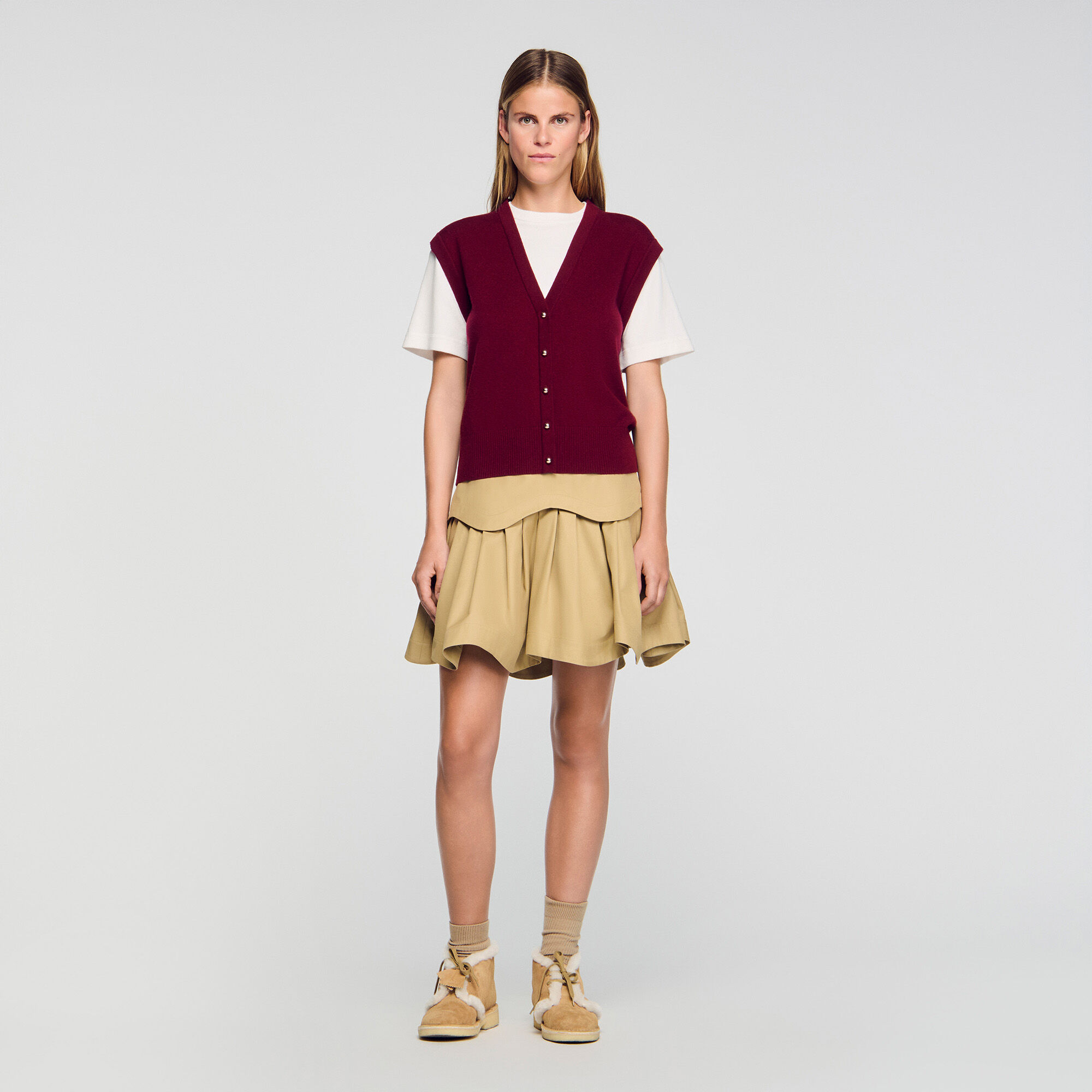 Maglione bicolor in lana e cashmere