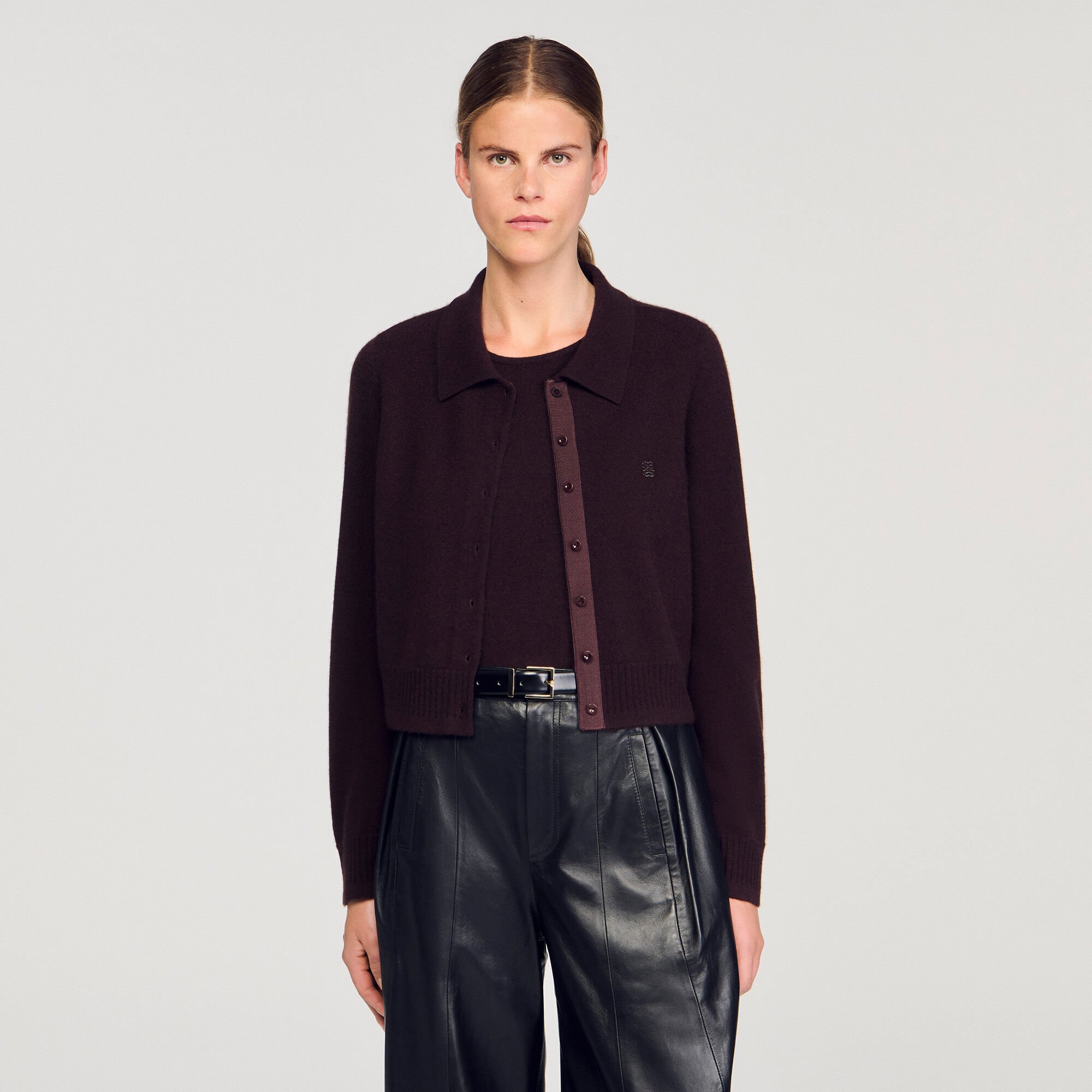 Cardigan con colletto a camicia