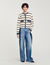 Cardigan a righe con dettagli denim