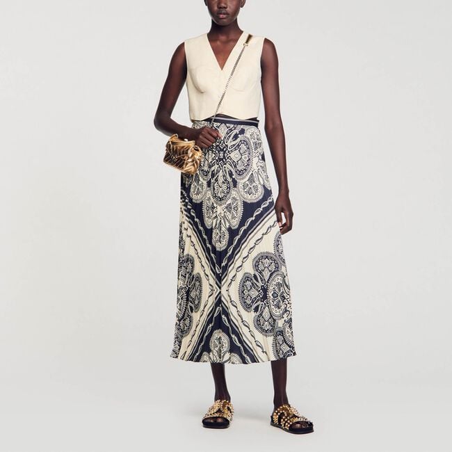 Gonna lunga fluida con stampa a bandana