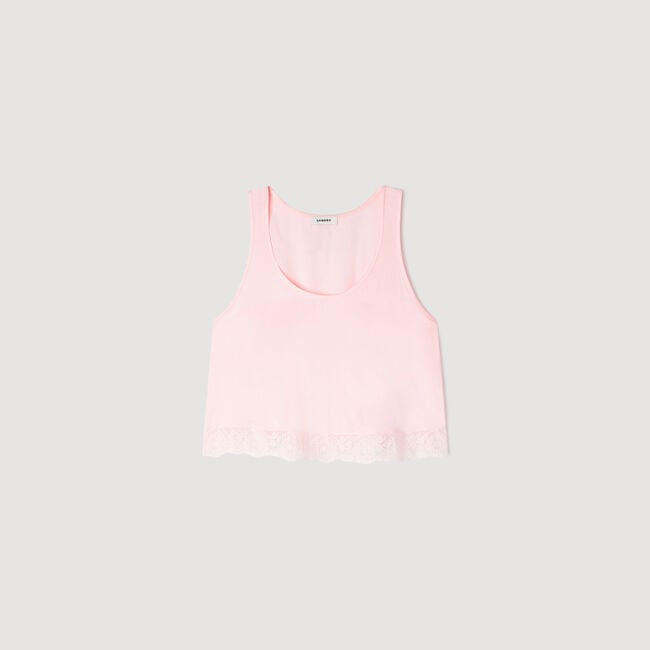 Top in raso con pizzo