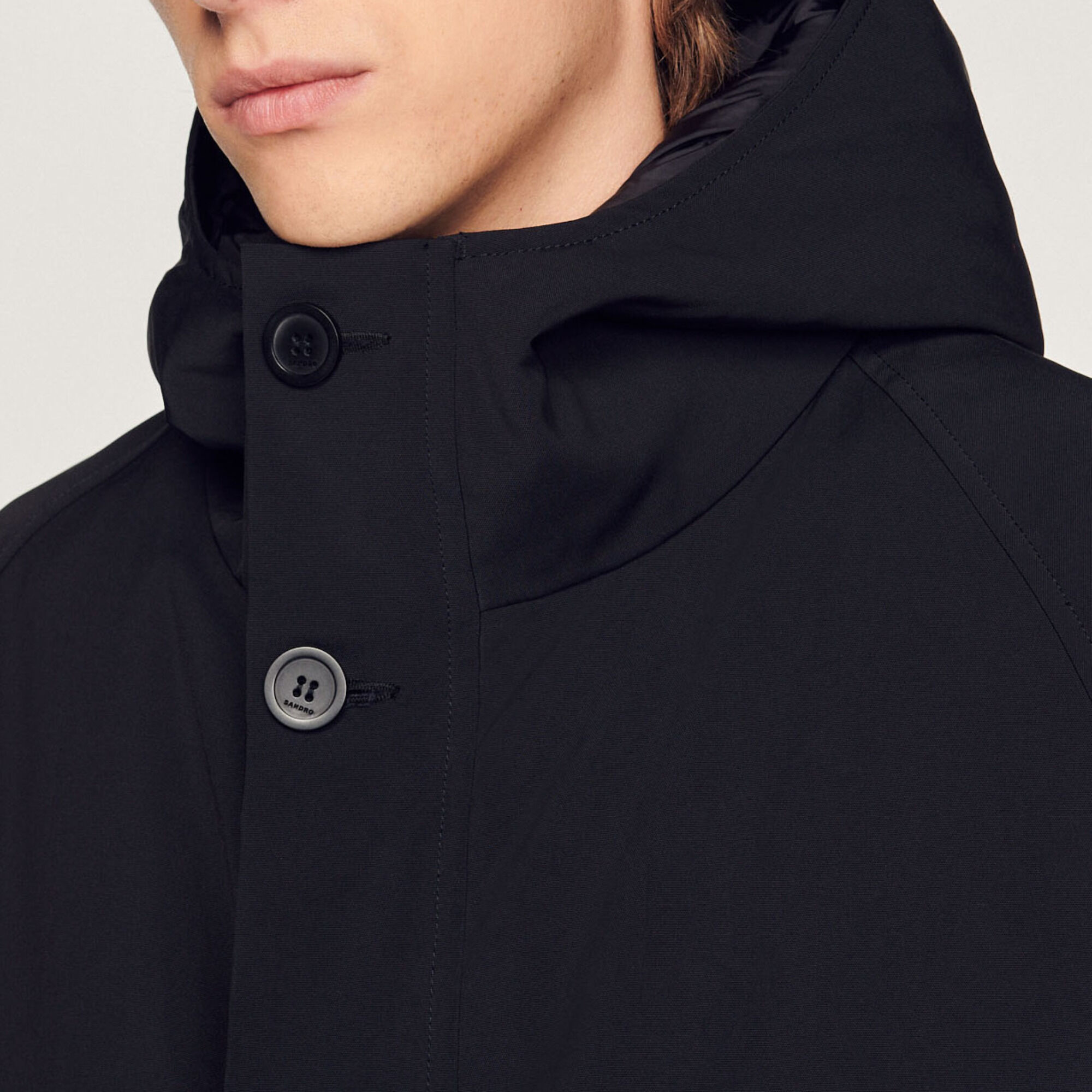Parka in tessuto tecnico felpato