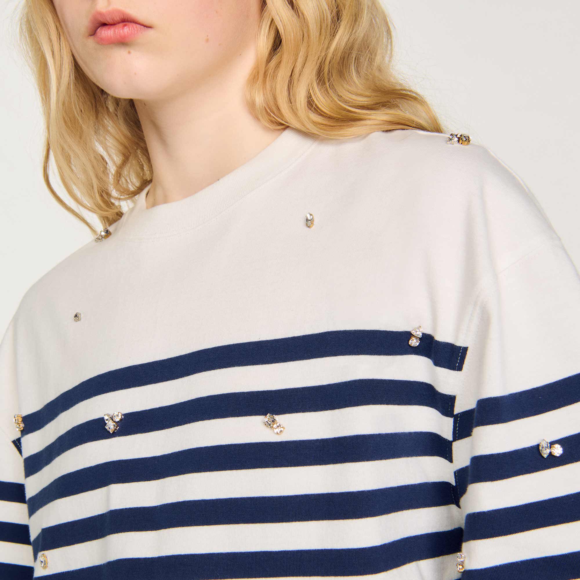 T-shirt alla marinara con strass