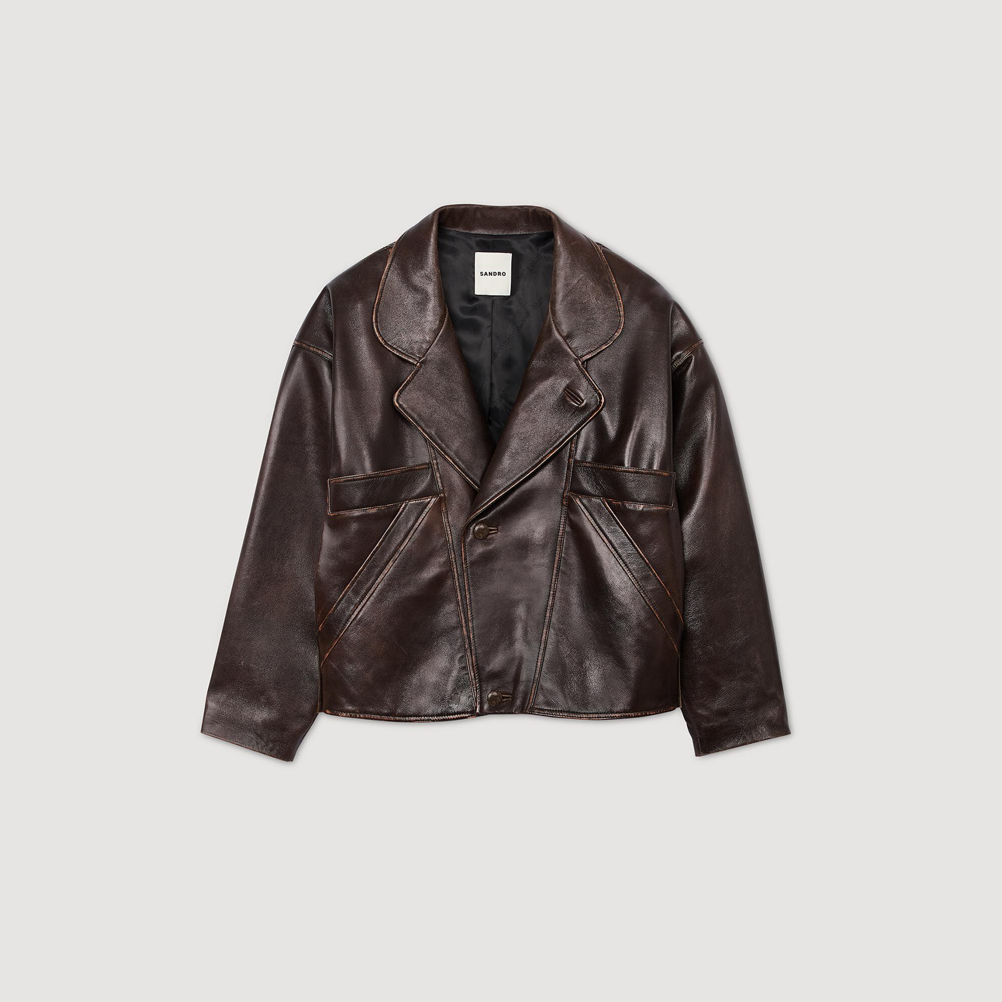Giubbotto in pelle oversize