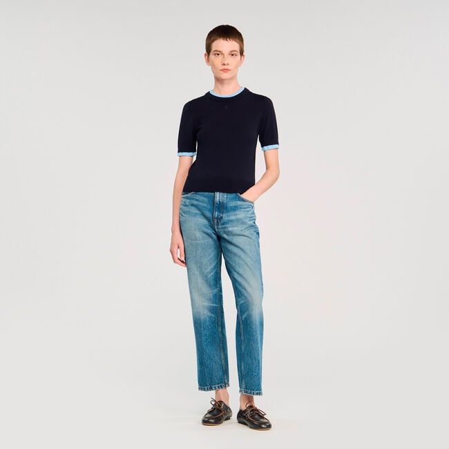 Maglione corto bicolore