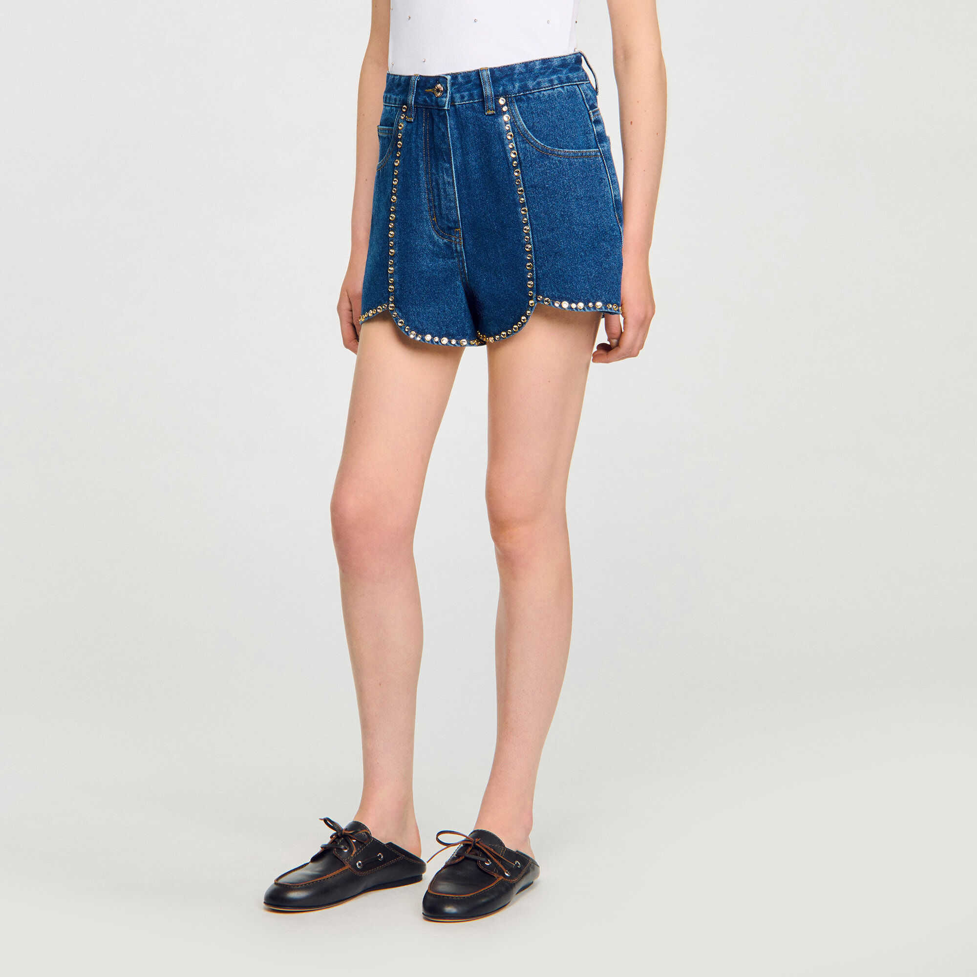 Shorts in denim glitterati